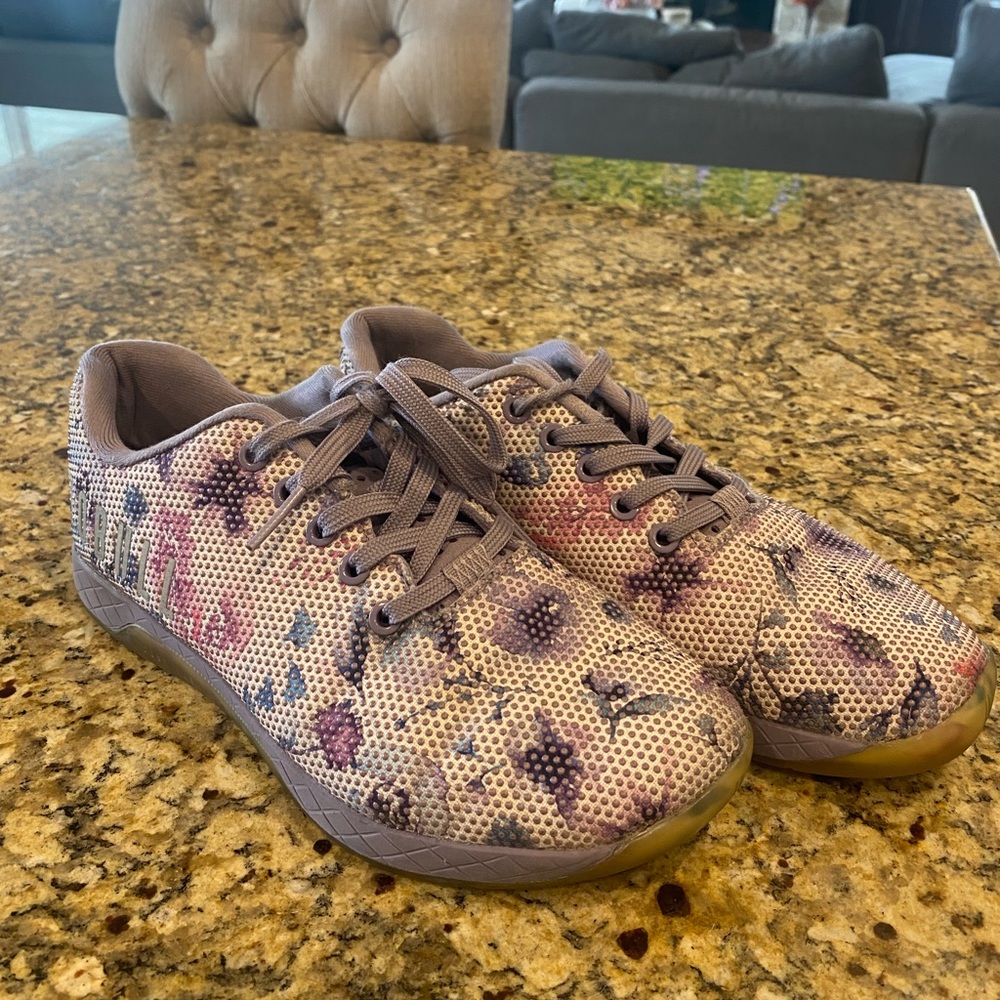 Purple floral trainers